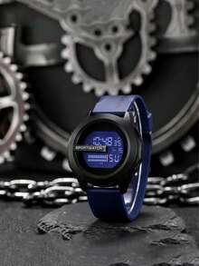 1 件男士炫酷运动 LED 数字手表，时尚户外探险运动手表，带日历功能，带夜灯，适合作为学生礼物 - 彩色 - 查看 15