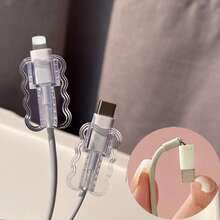5pcs/Set Wave Cable Protector Kit, TPU Cable Protector, Wire Protector Accessories, No Battery, Compatible With Apple Phone Data Cable Protection Set Charger Protector