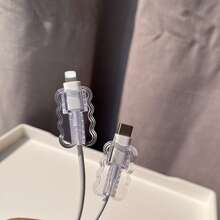 5pcs/Set Wave Cable Protector Kit, TPU Cable Protector, Wire Protector Accessories, No Battery, Compatible With Apple Phone Data Cable Protection Set Charger Protector