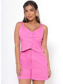 Conjunto Feminino Tricoline Shorts e blusinha