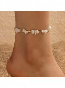 1-7pcs Bohemian Style Starfish & Beaded Braided Bracelets For Girls, Ocean Theme, Beach, Seashell, Beige & Ivory,Bracelets For Women,Summer Jewelry,Gold Jewelry Women