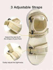 CAMEL CROWN Sandale sport pentru femei, confortabile pentru mers, impermeabile și ușoare, talpă groasă, vârf deschis, suport pentru arcul piciorului - Bej - Vizualizare 4