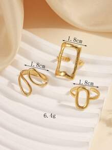 Set de 3 aros/aro de acero inoxidable minimalista y elegante en dorado, adecuado para uso diario de mujer o como regalo