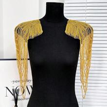 1 chiếc dây tua rua đính sequin trang trí vai/Phụ kiện thời trang cho váy cưới, áo choàng biểu diễn/Miếng vá thêu vàng, phụ kiện trang trí quần áo - Nhiều màu - Xem 2