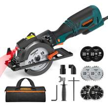 DOVAMAN Circular Saw With Metal Handle, 6 Blades(4½", 4¾"), Cutting Depth 1-11/16" (90°), 1-3/8" (45°), Laser Guide, Corded Saw For Wood