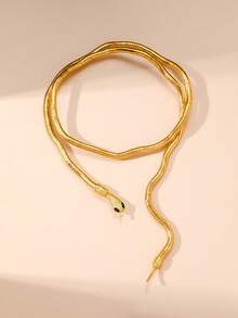 1pc Unique Design Snake Pattern Necklace Collar, Elegant Casual Style - Yellow Gold - View 2