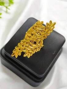 1 Stück modischer Damen Ring aus goldfarbenem Kupferüberzug in Form von Weizenähre und Blatt, verstellbar, geeignet für den Zeigefinger, als Braut Hochzeit Partykleid Accessoire, Muttertags-, Feiertagsgeschenk, für Naher Osten, Dubai, Afrika