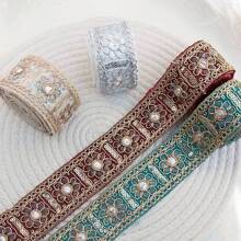2 Yards Embroidered Floral Jacquard Lace Trim Fabric Ribbon, Suitable For Women's Clothing, DIY Hair Accessories, Collar, Curtain Decor, Sewing Crafts