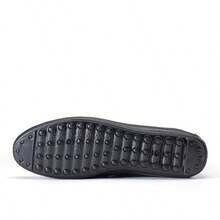 Men's New Design Moccasin Shoes, Solid Black & White Glossy Slip-On Loafers, Korean Style Breathable Soft Men Shoes - Black - View 4