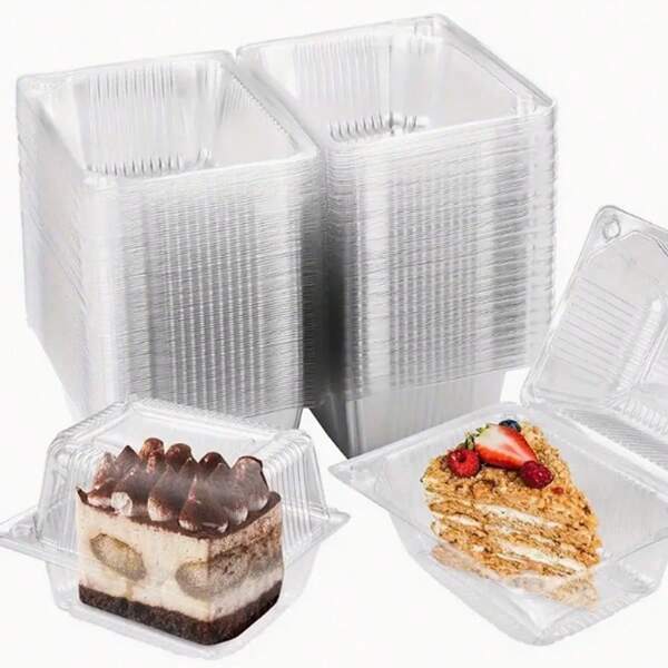 Caja transparente rectangular para pasteles, cajas para empaquetar pasteles, rollos suizos y mochi, caja para empaquetar ensaladas de verduras