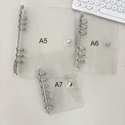 A5/A6/A7 Clear Binder Cover, 6 Holes Loose Leaf PVC Notebook Case, DIY Journal Diary Book
