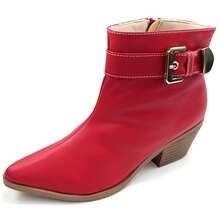 Women's Short Boot With Gold Buckle Autumn Winter - 5cm Block Heel