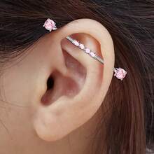 CIZME 1Pc 14G Industrial Barbell Cartilage Earring Body Piercing Jewelry 38mm, Industrial Piercing Jewelry Industrial Piercing,Industrial Earrings For Women Men,Industrial Barbell Stainless Steel Industrial Bar Piercing Iindustrial Bar, Industrial Barbell Helix Piercing Earring Industrial Barbell Ring With CZ Chain Surface Cartilage Earring Body Piercing Jewelry 38mm For Women Daily Wear - Multicolor - View 5