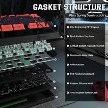 X68PRO HE 60% Wireless Rapid Trigger Gaming Keyboard With Adjustable Actuation,8K Polling Rate,Hall Effect Magnetic Switch,Hot-Swap,RGB Backlit,BT/2.4GHz/Wired - 彩色 - 查看 9