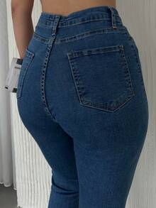 Mujeres pantalones pitillo de cintura alta de lavado claro, leggings casuales y para uso diario