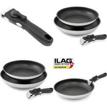 Pro Kitchen 3-Piece Induction Compatible Cookware Set with Removable Handles - 24 28 cm Stainless Steel with Premium Nonstick Coating - Stahlfarben1 - Übersicht 1