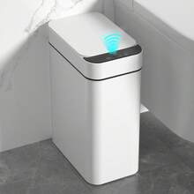 12L Automatic Touchless Bathroom Trash Can With Sensor And Lid, Waterproof Slim Electric Garbage Bin, Small Smart Ultra-Thin Plastic Waste Bin For Kitchen, Bathroom, Office, Camper, Bedroom, Living Room - Multicolor - View 14