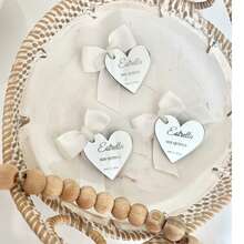 Custom Heart Wedding Favor Tags, Thank You Tag, Name Tags, Bridesmaid Gift Tags, Save The Date Tag, Personalized Gift Tags, Birthday Gift Tag,Baptism Tag ,Henna Day Tag,Graphic Print - Silver - View 5