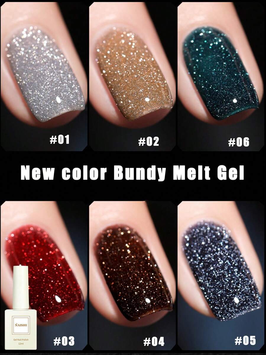 12ml 2026 Fall/Winter New Colorful High-Density Glitter Gel Nail Polish Set, Includes Base Coat And Top Coat, Needs A UV Lamp, Colors, Suitable For Work/Commute/Date, Hot-Selling Set, Nail Art Design. - Multicolor - View 1