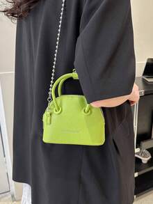 迷你个性化链条贝壳包、钥匙扣钱包、口红袋 - 綠色 - 查看 2