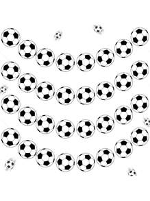1 pieza Bandera de halado de 5M/16.4FT con tema de fútbol, decoración para fiesta de fútbol, guirnalda de banderas de fútbol, accesorios de papel de fútbol y uniforme de árbitro, multiusos para interiores, jardín, tailgating, decoración para eventos deportivos universales