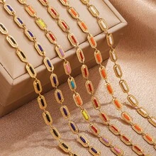 1m Color Dripping Stainless Steel Chain Cuban Chain Men's And Women's Necklace Chain DIY Necklace, Bracelet, Ankle Bracelet Jewelry Making Accessories