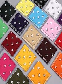 12 pièces/6 pièces/1 pièce Bandana classique à imprimé cachemire, foulard carré vintage en polyester, fichu, convient pour le printemps, l'été, l'automne et l'hiver