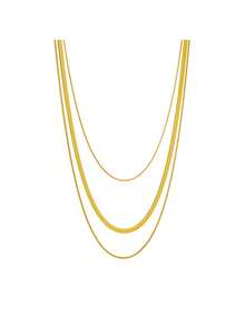 1pc Stainless Steel 3 Layer Versatile Multi-Layered Necklace, Suitable As Gift For Holidays - Yellow Gold - View 5