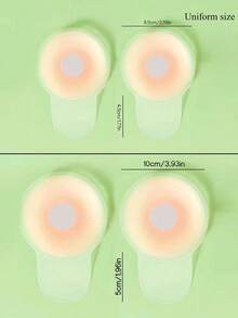 2pcs/Set Invisible Silicone Nipple Covers & Breast Lift Tape Set, Women's Push Up Underwire Adhesive Bra, Strapless Sticky Pasties - Apricot - View 7