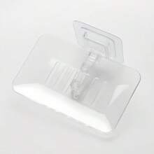 1 Peça Suporte de Sabonete de Drenagem Transparente, Sem Perfuração, Montado na Parede, Suporte de Sabonete de Plástico para Banheiro, Caixa de Sabonete, Volta às Aulas