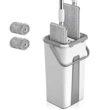 免提平板拖把和水桶套装，适用于专业家庭地板清洁系统，配有可水洗超细纤维垫，适用于硬木魔术拖把免提平板拖把和水桶套装清洁拖把超细纤维拖把家庭厨房清洁工具 1 套，家用清洁拖把和水桶套装