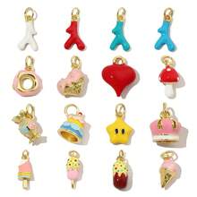 1pc Vintage Copper Colorful Drip Paint Coral Design Pendant Charm, Versatile For DIY Bracelet, Necklace, Earrings, Keychain, Accessories - Multicolor - View 12