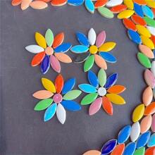 100g/200g Assorted Color Teardrop + Polka Dot Ceramic Mosaic Tiles, High-Temperature Ceramic Crafted Mosaic Material With Smooth Surface, For DIY Handicrafts, Mosaic Wall Art, Bathroom And Pool Decor