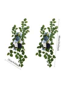 2 piezas de decoración para sillas de boda: guirnalda de flores artificiales para pasillos, bancos, iglesias, ceremonias y recepciones. - Azul - Ver 9