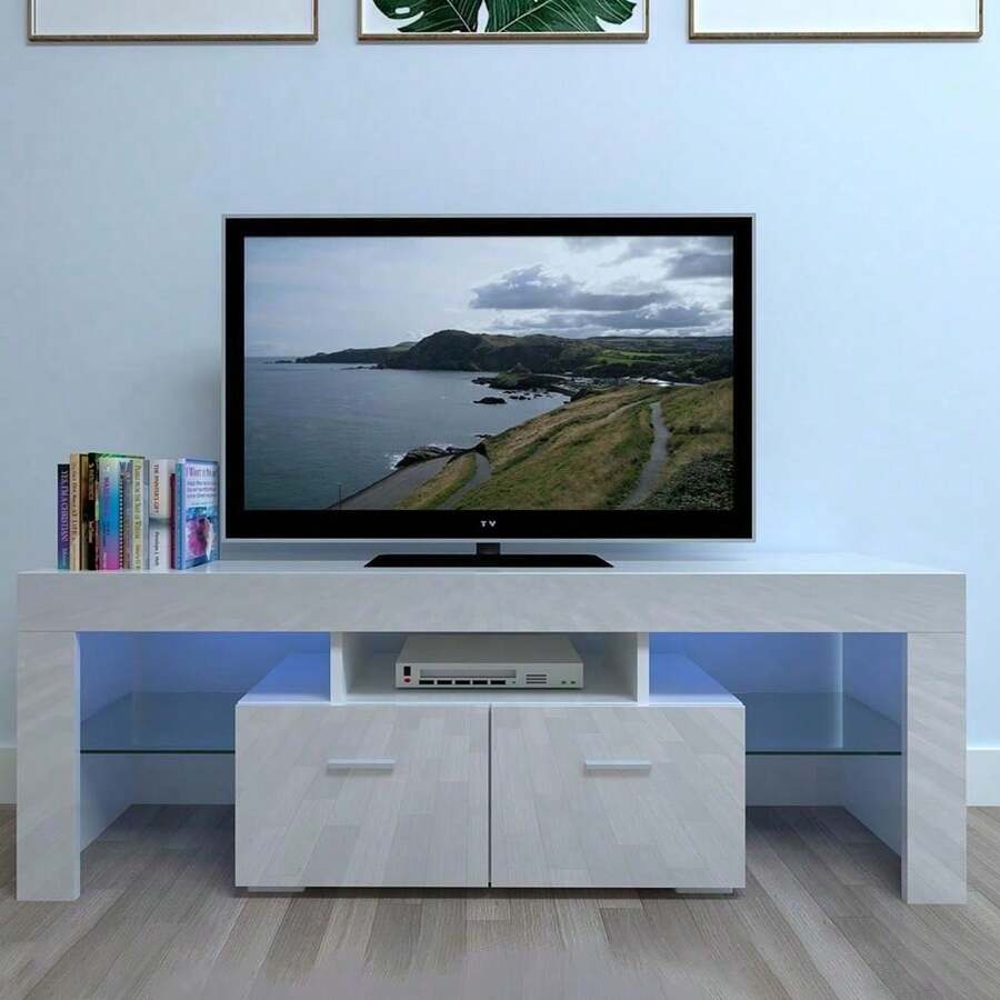 LED Lights TV Stand For 60 Inch TV Entertainment Center Cabinet For Living Room - 1 - View 1