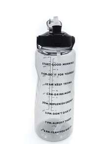 1pc Transparent Plastic Water Bottle, Large Capacity & Water Reminder - 1 Pcs - View 3