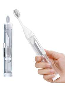 1 Set 3-In-1 Portable Travel Toothbrush With Travel Case, Ultra Soft Bristles, And Built-In Refillable Toothpaste Tube, Essential Travel Accessory - Multicolor - View 1