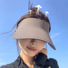 1pc Upgraded Seamless One-Piece Sun Hat For Women, UV Protection, Wide Brim, Hollow Top, Rollable Brim, Summer Style - Multicolor - View 6