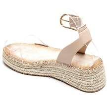 Cross-Strap Platform Sandals With Ankle Buckle – Modern Summer Style - Natural - View 3