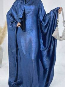1 pieza Nuevo vestido abaya holgado de satén brillante para mujer, elegante vestido musulmán de manga larga para fiestas, cumpleaños, Kaftán modesto