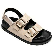 Sandalias con doble hebilla y correa ajustable en la parte trasera - Estilo cómodo - Beis - Ver 3