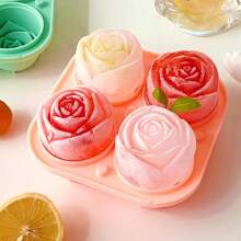 1pc 4-Grid Rose Ice Cube Mold, Home Ice Maker, Ice Storage Ice Box 5.5"X5.5"
