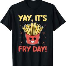 Funny French Fries Graphic Adults Kids - Yay It's Fry Day T-Shirt - Black - View 1