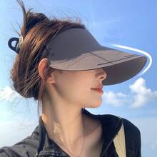 1pc Upgraded Seamless One-Piece Sun Hat For Women, UV Protection, Wide Brim, Hollow Top, Rollable Brim, Summer Style - Multicolor - View 3