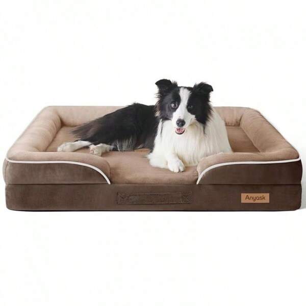 Anyask Dog And Cat Bed Waterproof Dog Sofa Beds, Medium Supportive Foam, Pet Couch Bed With Removable Washable Cover Waterproof Lining And Slip-Resistant Bottom