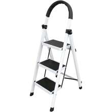 Escaleras de Tijera de 4 Peldaños, Escalera Tubular Antiderrapante, Escaleras Plegables para Casa, Oficina, Comercio e Industria (Negro - 4 Peldaños) - Negro - Ver 1