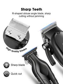 HINEA HIENA PRO Men's Electric Hair Clipper Set - Stylish Black Beard Trimmer With LCD Display, T-Shaped Blade, USB Rechargeable, Includes Multiple Styling And Beauty Comb Accessories - Ideal Gift