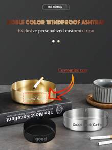 Customized Stainless Steel Windproof Ashtray (1/2/10 Pcs), Personalized Ashtray, Great Gift For Men, Customized For Store, Brand, Text & Graphic Design