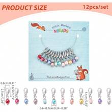12 Pcs Glass Pearl Stitch Markers Alloy Enamel Crochet Stitch Marker Charms Locking Stitch Marker For Knitting Weaving Sewing Accessories Quilting Jewelry Making