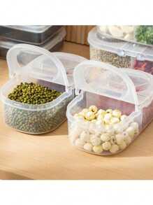 1pc Double-Grid Food Storage Box, Minimalist Clear Storage Box For Kitchen,Kitchen,Summer Beach Party,Food,Camping,Organizer,Room Decor,Kitchen Items."